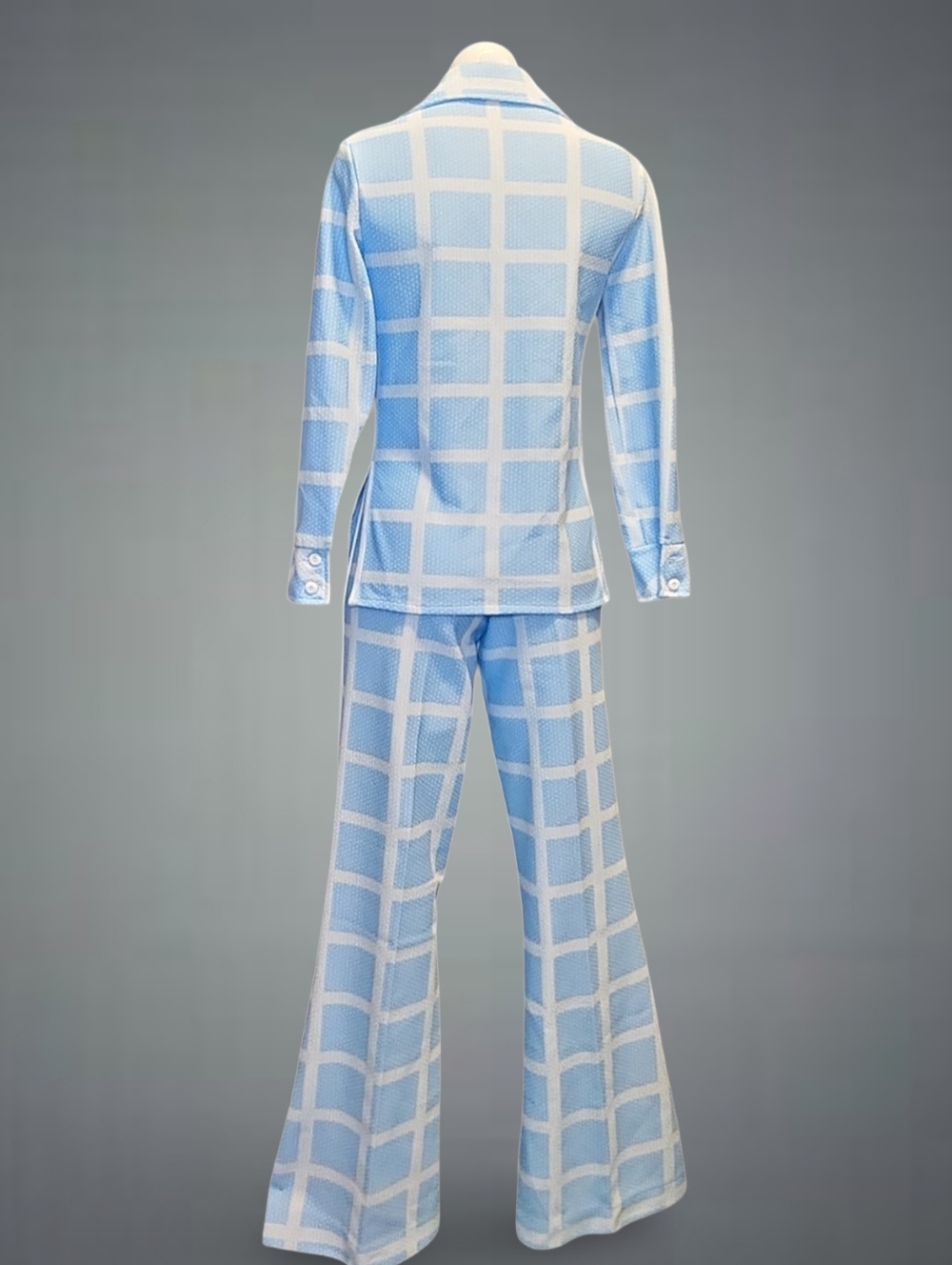 ILGWU 1970s Leisure Suit Blue White 100% Poly Vintage Original Collector's - Picture 4 of 11